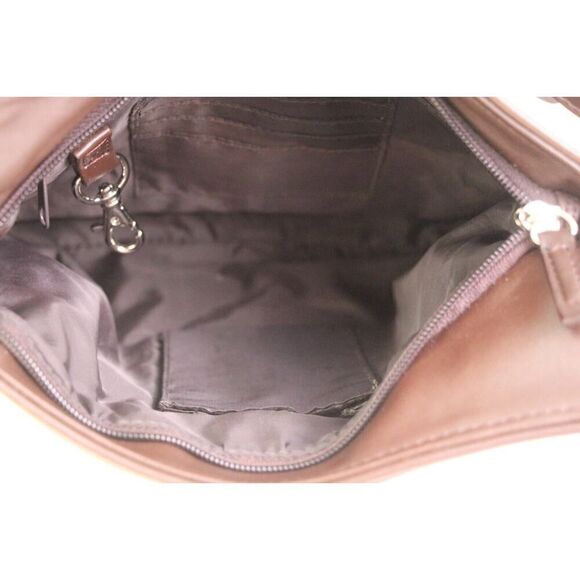 ROOMY DARK BROWN GENUINE LEATHER ZIP X-BODY MESSENGER SHOULDER BAG HANDBAG PURSE - Picture 10 of 16